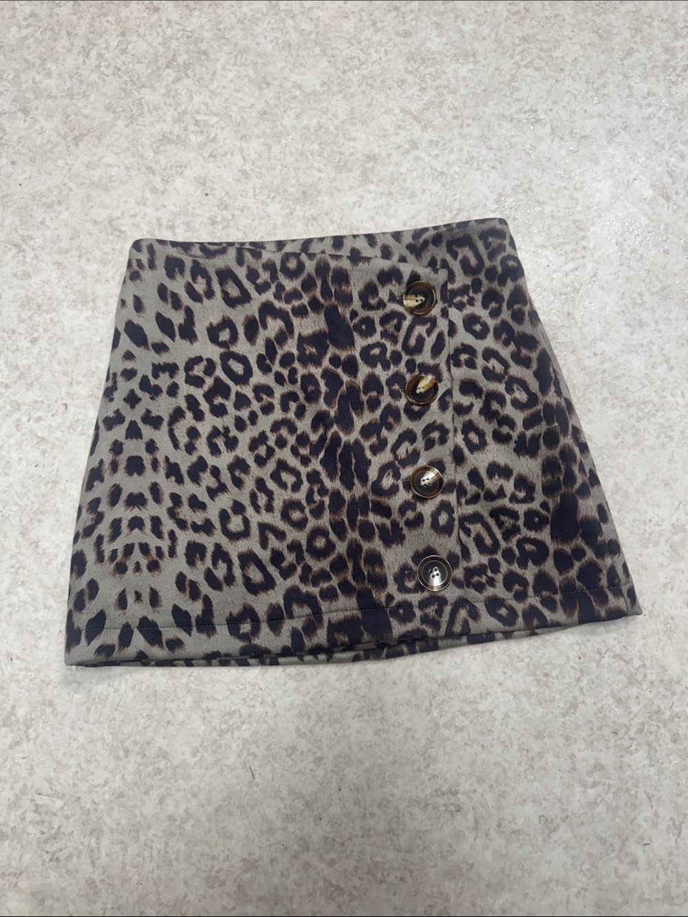 Altar’d State Leopard Print Button-Front Mini Skirt